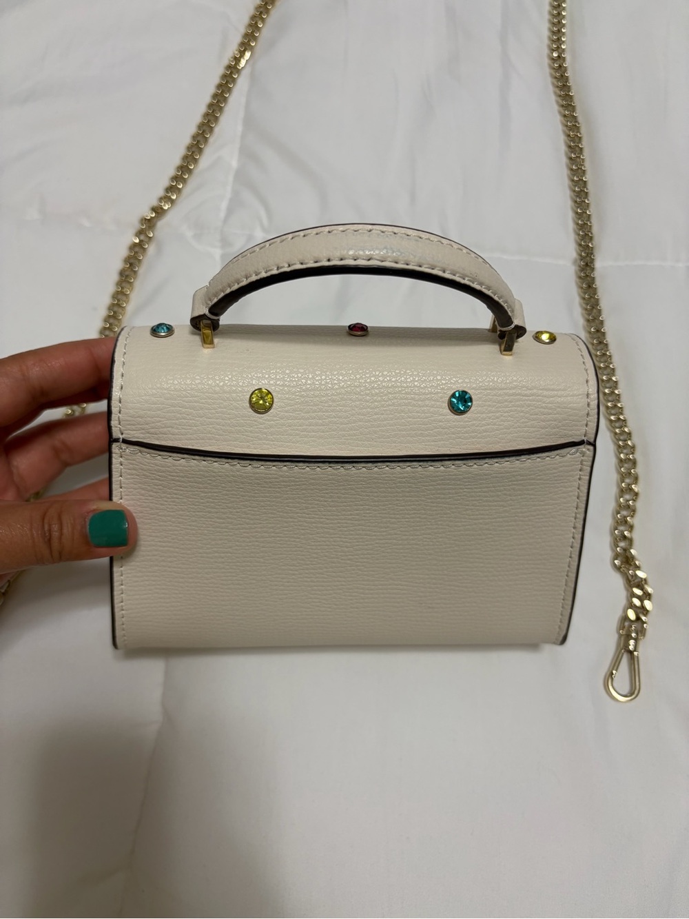 Limited edition kate spade cream mini top-handle bag with multicolor studs - Picture 3 of 6